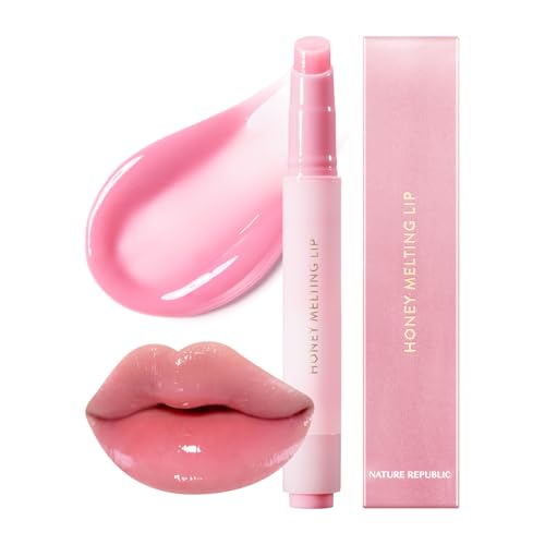 Nature Republic HONEY MELTING LIP PLUMPING (11 PINK) SOFT LIP STICK Tint & Plump Hydrating Gloss, Moisturizing balms, Volumizing formula & Sheer tint, Glowy Finish, korean make up, Stocking Stuffers