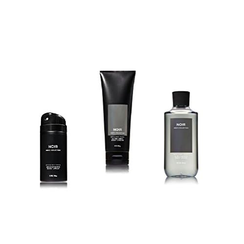 Bath and Body Works Noir Men's Collection 3 Piece Set Includes 3.7 oz Deodorizing Body Spray, 8 oz Ultra Shea Body Cream, 10 oz 2-IN-1 Hair & Body Wash