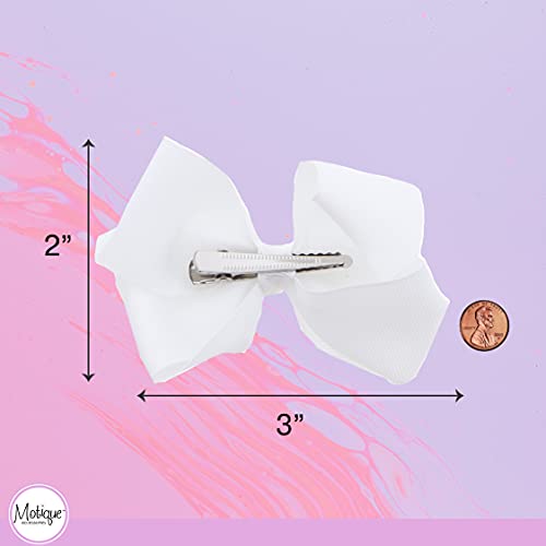 3 Inch Grosgrain Hair Bow Clips for Girls - Set of 2