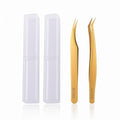 MGER Lash Tweezers for Eyelash Extension-Professional Lashing Tweezers for Mega Volume Mink Eyelashes Extensions Applying, Gold tweezers