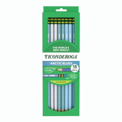 Ticonderoga Pre-Sharpened Wooden Pencils Arctic Blue 18 Count