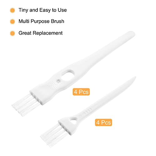 MECCANIXITY Shaver Cleaning Brush Tools with White Handle White Nylon Bristles 2 Sizes for Keyboard, Window Track, Vent Outlet, Home, Office, 8 Pack