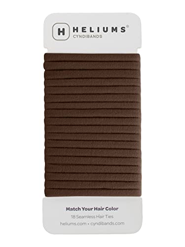 Heliums Thin Seamless Hair Ties Dark Brown 6mm 18 Pack