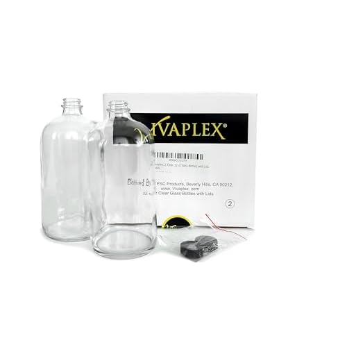 Vivaplex, 2, Clear, 32 oz Glass Bottles, with Lids