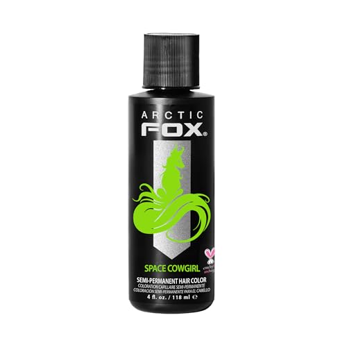ARCTIC FOX Space Cowgirl Vegan Green Hair Dye 4 fl oz - Vibrant Semi-Permanent Color for Light Hair