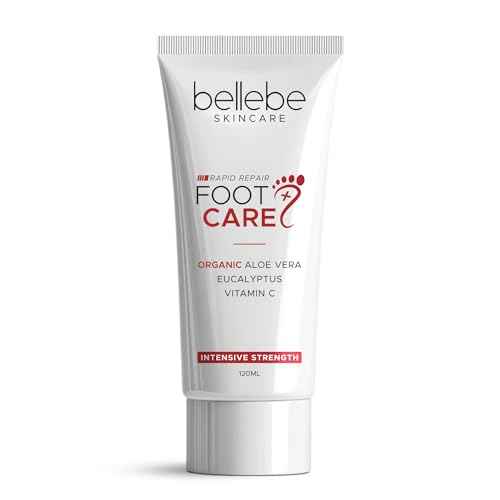Bellebe Skincare Rapid Repair Foot Cream, Organic Aloe Vera with Eucalyptus and Vitamin C, Intensive Strength for Cracked, Callused, Dry Skin, 120ml