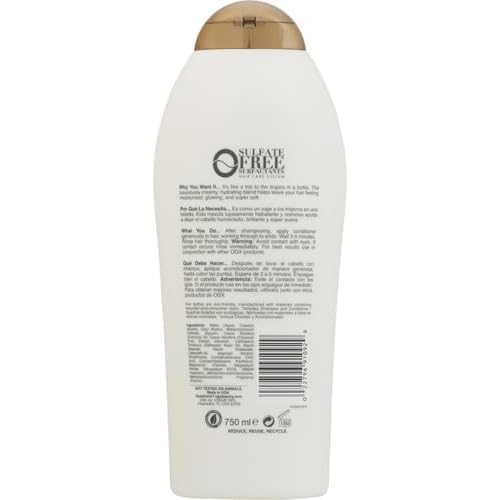 OGX Nourishing + Coconut Milk Moisturizing Conditioner for Strong, Healthy Hair with Coconut Oil & Egg White Protein, Paraben-Free, Sulfate-Free Surfactants, 25.4 fl oz (Pack of 2)