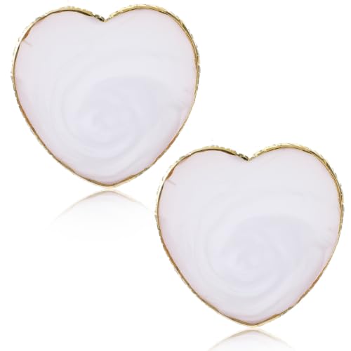 Nail Art Palette Set 2Pcs Heart White Resin Gold Edge