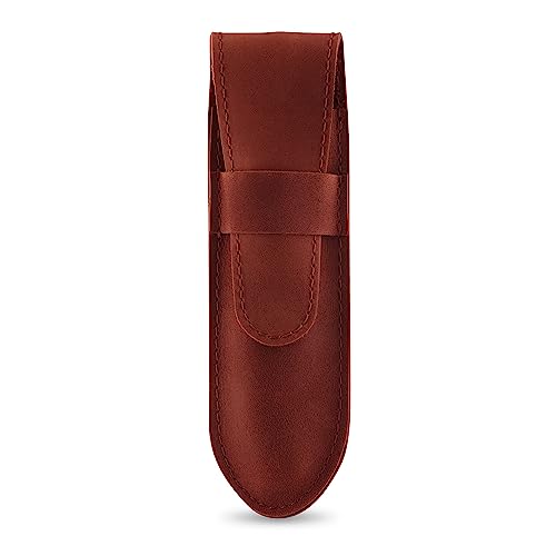 Straight Razor Case, Genuine Cowhide Leather Straight Razor Cover, Barber Straight Razor Holder, Travel Razor Case (Cognac)