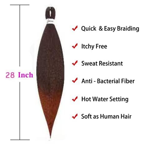 Easy Braid Pre stretched Braiding Hair 28 Inch 3 Packs Jumbo Braiding Hair Synthetic Braiding Hair Extension Twist Braid wigs Hot Water Setting Hair (b1(pack of 8))