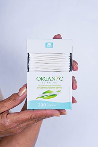 Organic Cotton Swabs 200 Count - Hypoallergenic, Eco-Friendly, Gentle for Sensitive Skin