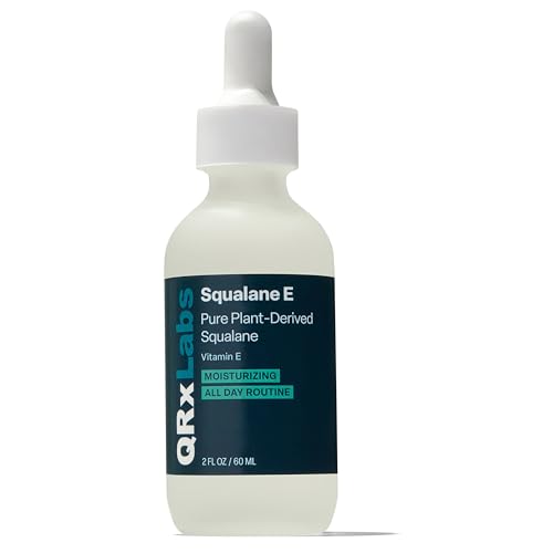 QRxLabs Squalane Oil for Face - Hydrating Face Oil for Women with Vitamin E - Dermaplaning & Gua Sha Massage - Moisturizer for Oily Skin - Unscented, 2 Fl Oz