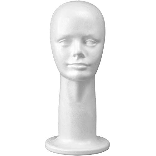 15'' Inch Styrofoam Head Wig Head Mannequin Manikin, Style, Model & Display Women's Wigs, Hats & Hairpieces Stand - Large, by Adolfo Designs