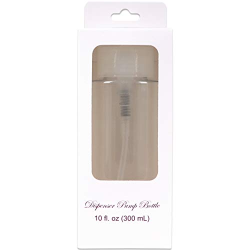 10oz Clear Push Down Pump Dispenser Empty Refillerble Bottle with Flip Top Cap - for Nail Polish, Travel, Cosmetics Packaging