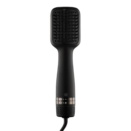 Kristin Ess Hair Volumizing Blow Dryer Brush - Blowout + Hair Straightening Brush - Ceramic + Ionic - Dry, Smooth + Volumize Hair - Flat Padel Base for Faster Blowout - 3 Wind Speeds + 4 Heat Settings
