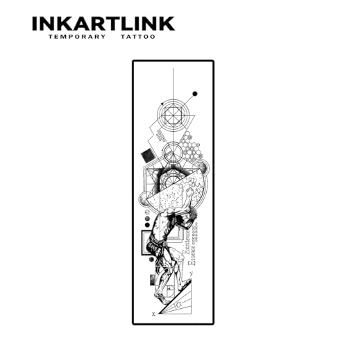INKARTLINK Temporary Tattoos, Semi Permanent Tattoo Adult Art Design Waterproof Temp Tattoo Stickers Realistic Look, No Adhesive, Lasts 1-2 Weeks (Atlas)