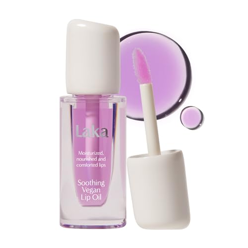 Laka Soothing Vegan Lip Oil, 4.5g/0.15oz., Nourishing Formula with Jojoba Seed Oil for Healthy Lips, Cracked and Chapped Lips, Vegan, K-Beauty?? (#Calming Purple)