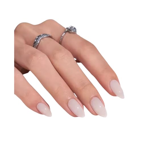 GelTech Press-On Nails - Coconut Milk | Sheer White, Almond, Soft Gel Nails | 30 Nails in 15 Sizes