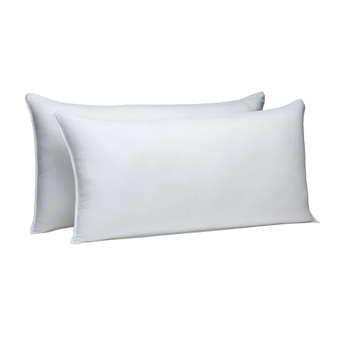 Amazon Basics Down Alternative Bed Pillows, Medium Density For Back and Side Sleepers, King, 2-Pack, White, 36 in L x 20 in W