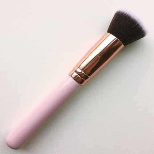 Kabuki Brushes 2pcs Foundation Blush Brush Makeup Brushes for Liquid Cream Powder Professional Cosmetics Blender Brush Face Blending Buffing Brushes Thick Soft Synthetic Fibers Flat Top (Pink)