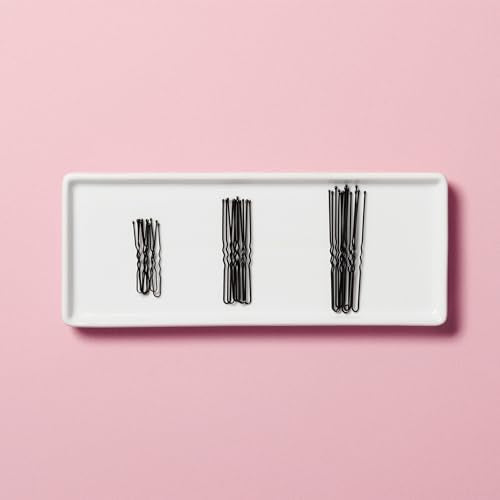 Diane Hair Pins for Women Bulk Pack of 100 Assorted Sizes Jumbo 3, Large 2.5, Medium / Small 1.75 - Black, Crimped Design with Ball Tips, D475-100 Count(Pack of 1)