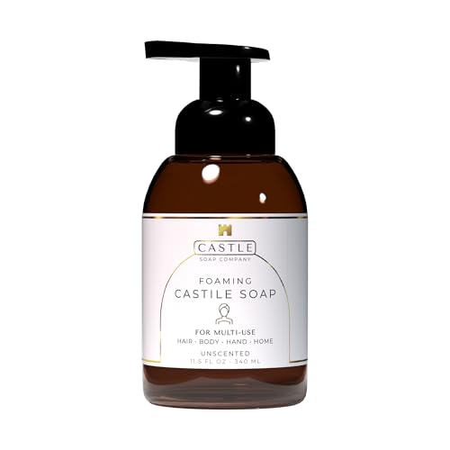 Castile Soap Liquid Unscented 11.5Oz-All Purpose Liquid Castile Soap Unscented Gentle Cleanser For Hair Body Wash Hand Wash Home Nourishing Formula Gentle on Skin For All Ages Daily Care-FoamingBottle