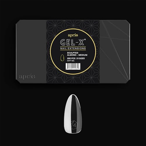 Aprés Gel-X Nail Tip Box | 500 Soft Sculpted Almond Tips in 11 Sizes