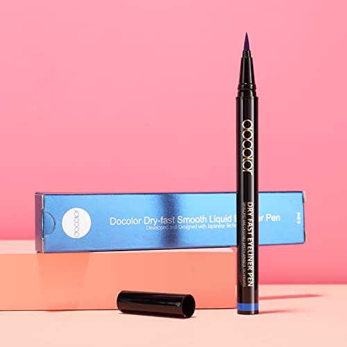 Docolor Waterproof Eyeliner Pen - Precise, Smudge-Proof (Black & Blue, 2pc)
