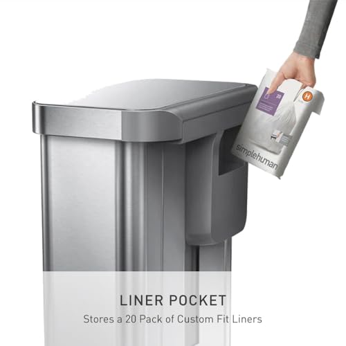 simplehuman Brushed Stainless Steel Step Recycler 58L Dual Compartment Trash Can with Steel Lid