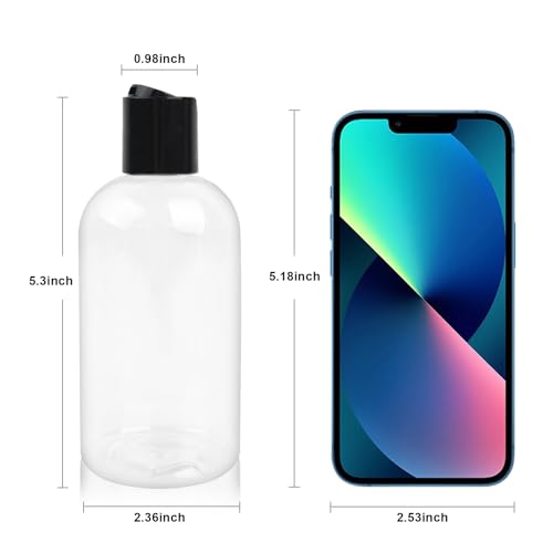 2-Pack 8oz Clear Squeeze Bottles with Black Caps