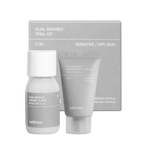 celimax Dual Barrier Trial Kit Travel Size, Gift Set | with Creamy Toner & Skin Wearable Cream, Travel Size, Mini-sized Gift Set, Ceramides, Peptide