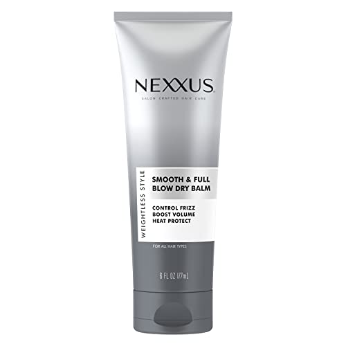 Nexxus Smooth & Full Blow Dry Balm Weightless Style Frizz Control, Volume & Heat Protect Styling Cream 6 oz & Maximum Hold Finishing Hair Spray for Control