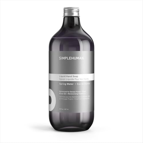 simplehuman Spring Water Liquid Hand Soap Refill 30 fl. oz. - Fresh Floral Scent, Vitamin E, for Sensor Pump