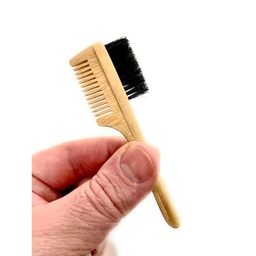 2-in-1 Sapling Split-leaf Mustache Brush & Comb (2-Pack) from Green Beard Grmng - Boar Bristle & Bamboo