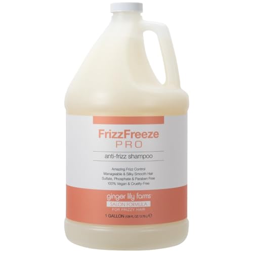 Ginger Lily Farms Salon Formula FrizzFreeze Pro Anti-Frizz Shampoo for Frizzy Hair, 100% Vegan & Cruelty-Free, 1 Gallon (128 fl oz) Refill