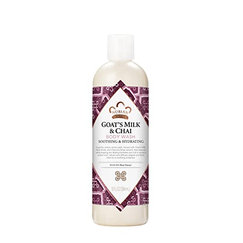 Nubian Heritage Body Wash Goats Milk and Chai Soothing & Hydrating Body Cleanser Made with Fair Trade Shea Butter, 13 oz