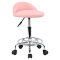 KKTONER PU Leather Rolling Stool Pink - Height Adjustable