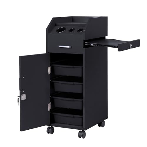 Winado Salon Trolley Cart with 4 Drawers & 3 Hair Dryer Holders