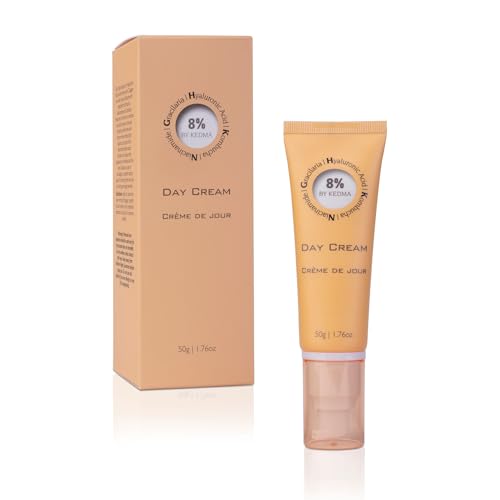KEDMA 8% - Hydrating Day Cream with Hyaluronic Acid and Collagen - Radiance and Tone - Kombucha and Niacinamide - All Skin Types - Paraben, Sulfate, and Silicone-Free - 50g