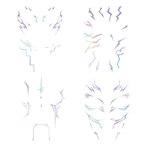 Rumi Tattoos ? 4 Holographic Designs, Inspired Anime Temporary Face Tattoos, Waterproof & Skin-Safe for Cosplay, Parties & Festivals (4 Packs)