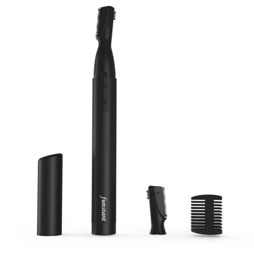 Upgraded Eyebrow Trimmer, Precision Detailer Battery-Operated Eyebrow Razor and Shaper, Electric Facial Hair Trimmer with Comb, Dual-Blade Grooming Tool, No Pulling Sensation