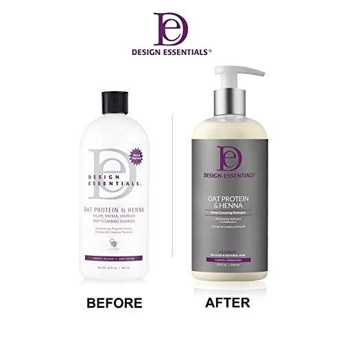 Design Essentials Oat Protein & Henna Deep Cleansing Shampoo for Relaxed & Natural Hair, Clarifies, Strengthens, & Volumizes Hair - Sulfate-Free, 32 Oz (Pack of 1)