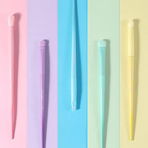 Docolor 17Piece Colorful Makeup Brushes Set With 1PCS Eyelash Comb Curler Eyelash Separator Mascara Applicator,Premium Kabuki Foundation Blending Face Powder Synthetic Make Up Brush Set
