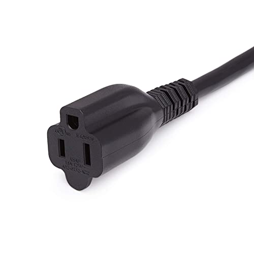 Amazon Basics Power Extension Cord, 3 Feet, 13 Amps, 125V, Black - Pack of 2