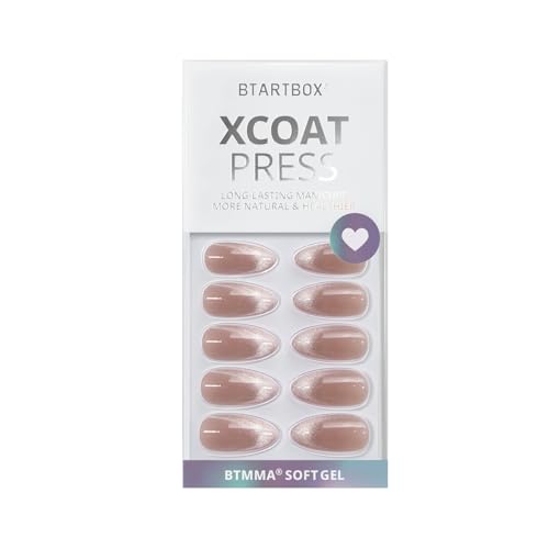 BTArtbox Press On Nails Medium Almond Cat Eye Nails 32Pcs Full Kit – Variation 12-Liquid Radiance