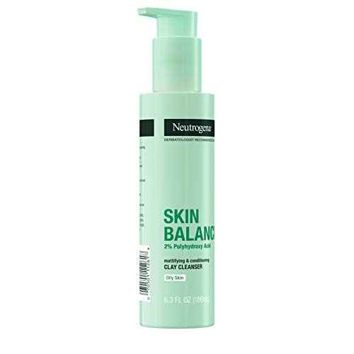 Neutrogena Skin Balancing Kaolin Clay Cleanser with 2% Polyhydroxy Acid (PHA), Mattifying & Conditioning Face Wash for Oily Skin, Paraben-Free, Soap-Free, Sulfate-Free, 6.3 oz