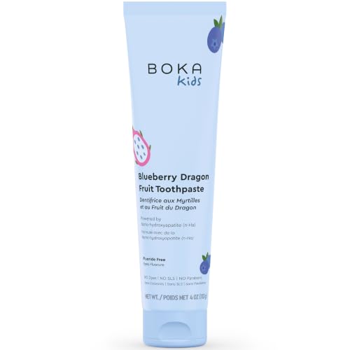 Boka Nano-Hydroxyapatite Fluoride-Free Kids Toothpaste, Blueberry Dragon Fruit, 4 oz