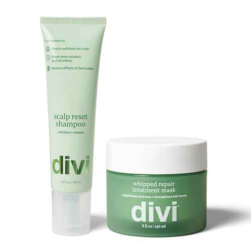 Divi Clarifying Scalp Reset Shampoo and Whipped Repair Treatment Mask Set, Deep Cleansing, Oil Control, Bond Repair, Full Size, 2 Piece Set