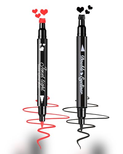 Dual-Ended Heart Stamp Eyeliner - Waterproof Liquid Liner 2Pc