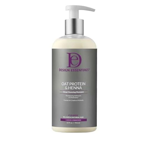 Design Essentials Oat Protein & Henna Deep Cleansing Shampoo for Relaxed & Natural Hair, Clarifies, Strengthens, & Volumizes Hair - Sulfate-Free, 32 Oz (Pack of 1)